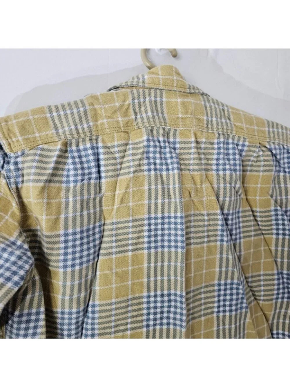 Eddie Bauer Button Up Shirt Mens M Yellow Plaid Long Sleeve Cotton Top Casual - Picture 5 of 11